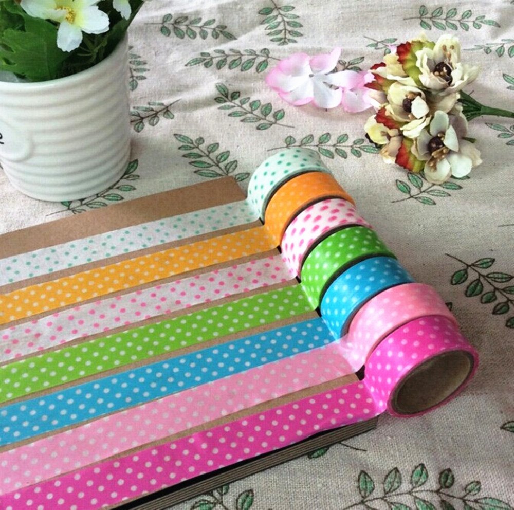 yueton 8pcs Mini Dot colorido DIY decorativa Washi cinta de carrocero