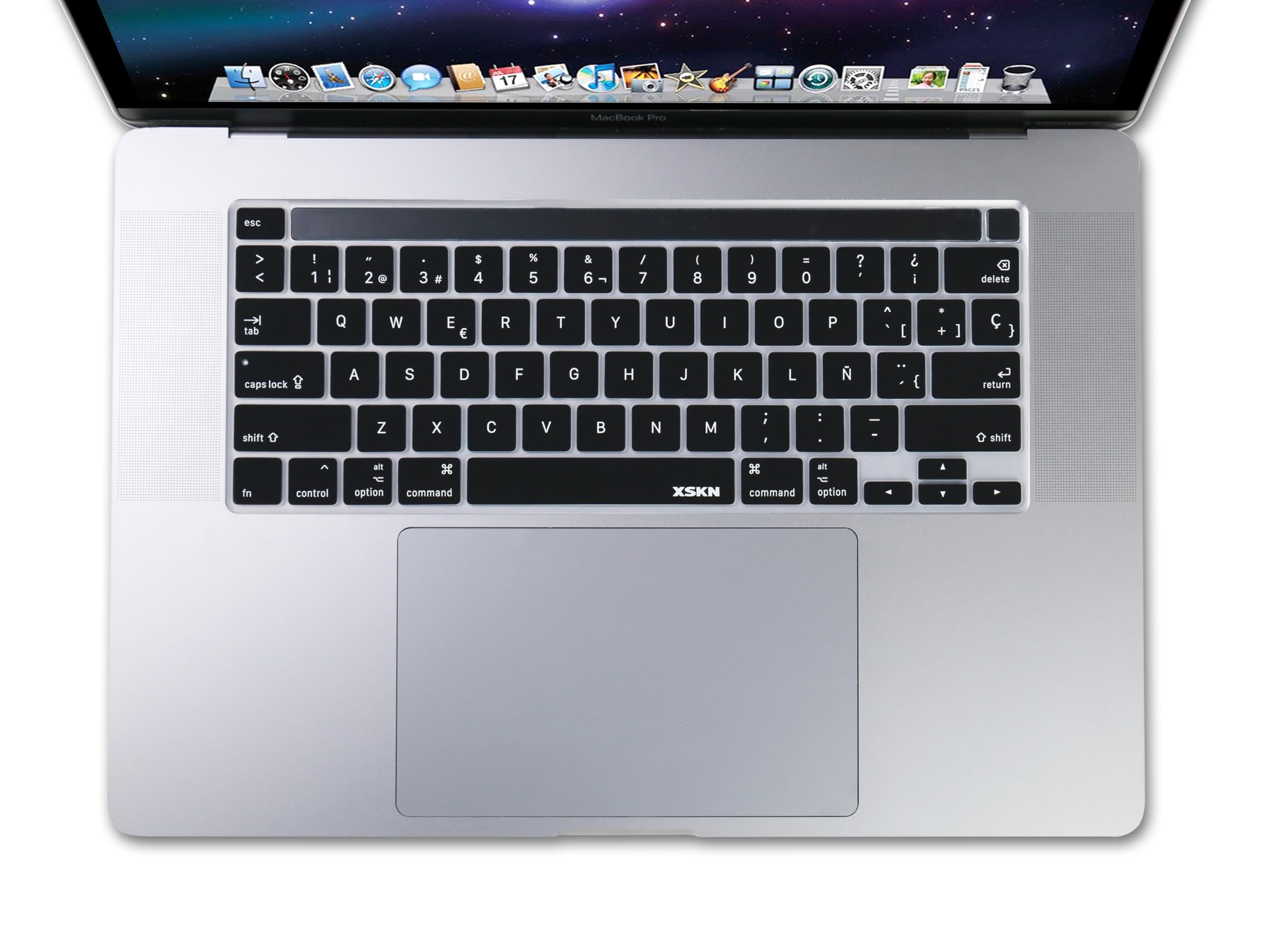 XSKN Spanish Language Black Silicone Keyboard Cover Skin for 2019 New MacBook Pro 16 inch A2141 and 2020 New MacBook Pro 13.3 inch A2338 M1/A2251/A2289 with Touch Bar & Touch ID US Version