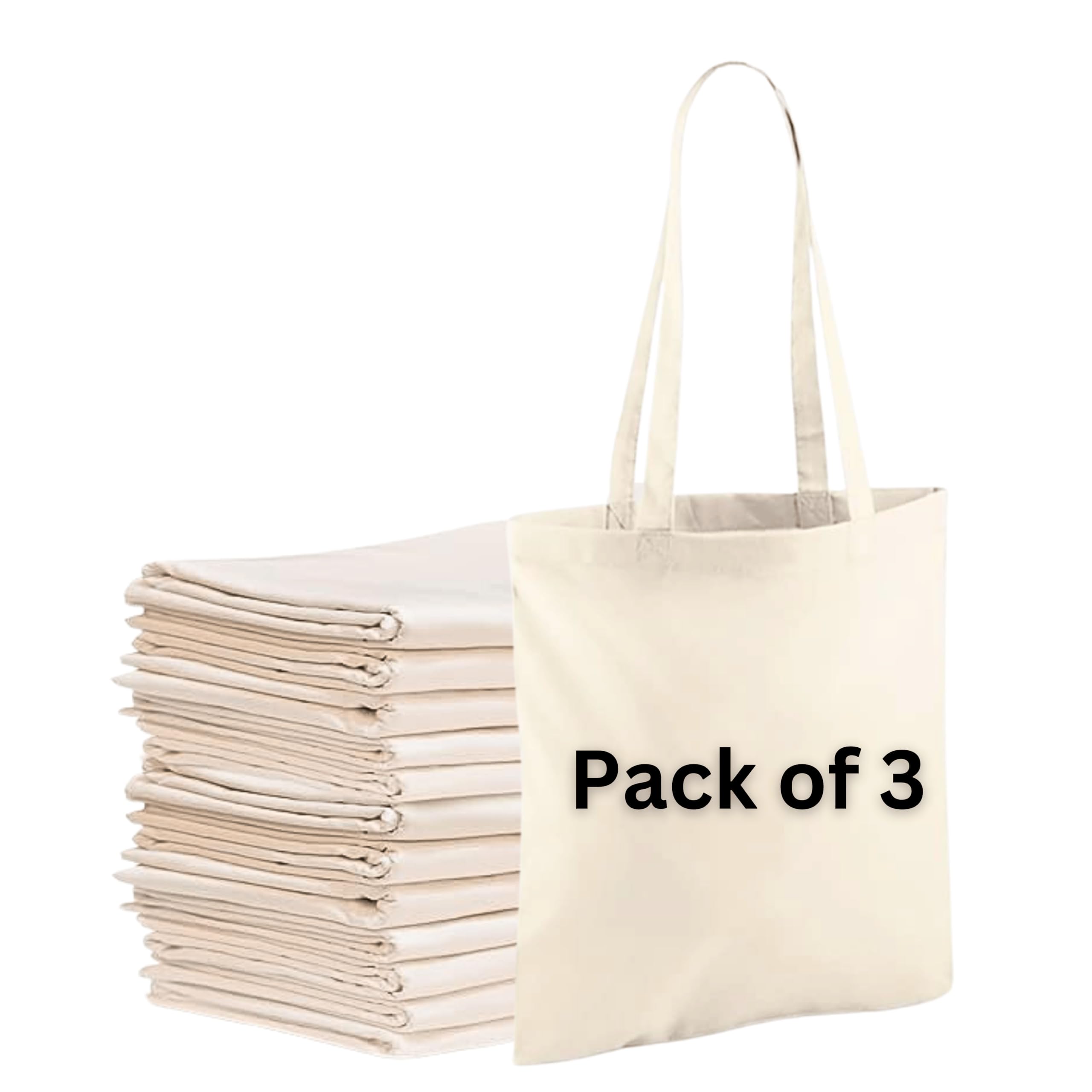 Cotton Tote Bags, Bulk Shopping Bag Cotton Bags, Multipack, 100% Cotton Canvas, Reusable Grocery Cloth Bag