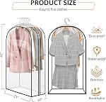3 Pack Tous les sacs de vêtements transparents pour accrocher des vêtements Sacs de costumes guissés pour ranger les vêtements de rangement Sacs pour chemises, manteaux, robes