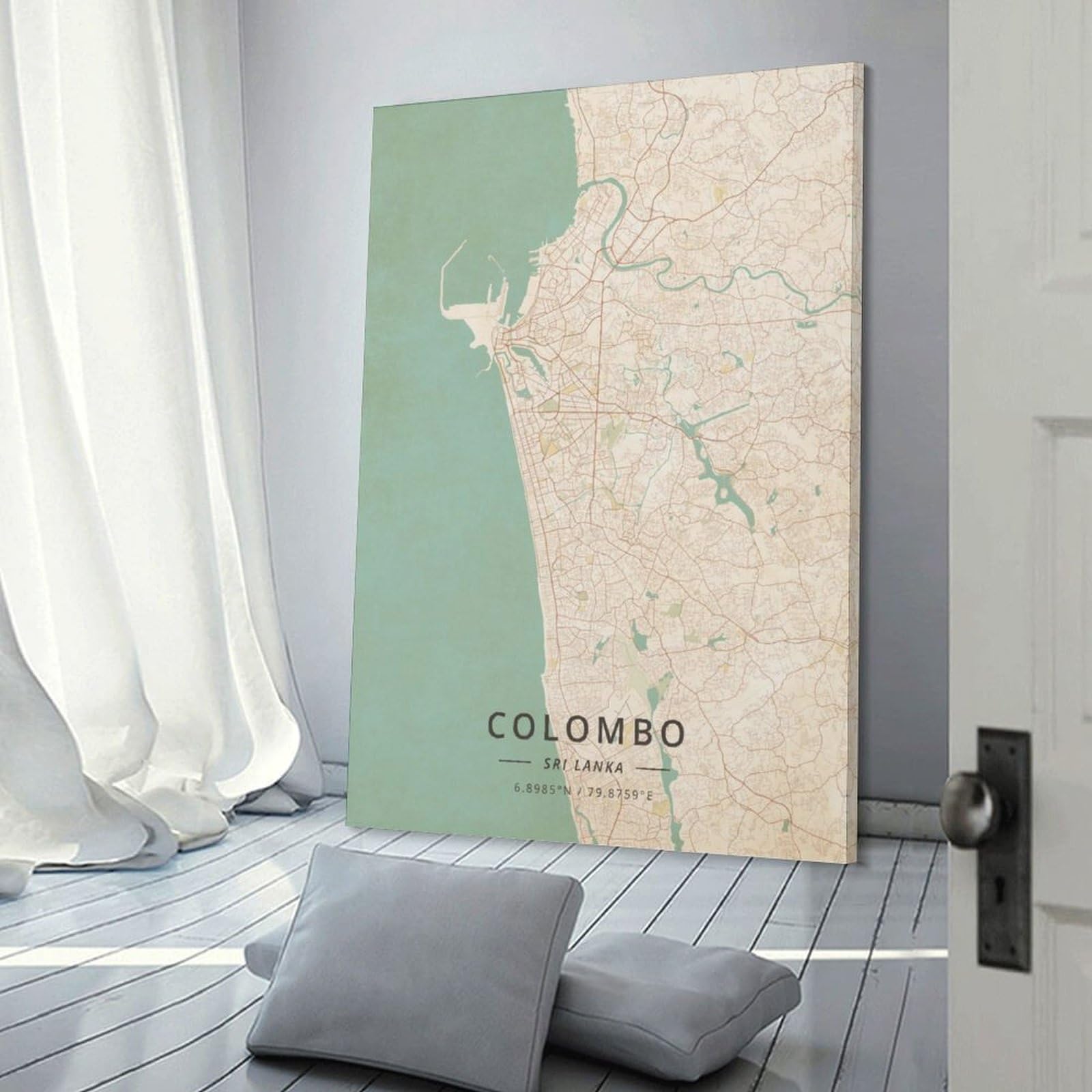 Colombo Sri Lanka Karten-Poster, Vintage-Druck, Posterdruck für Teenager, Jungen, Zimmer, Wandkunst, Leinwand, Gemälde, Druckrahmen, 40 x 60 cm