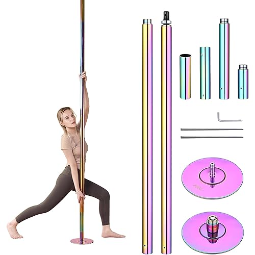 AW 9.25 FT Portable Dance Pole Kit Static Spinning Pole Dancing Pole Strip Poles for Home Removable 45mm Dance Pole Gym Party Club Exercise Fitness Silver/Black/Colorful/Gold, Max Load 1102 Lbs