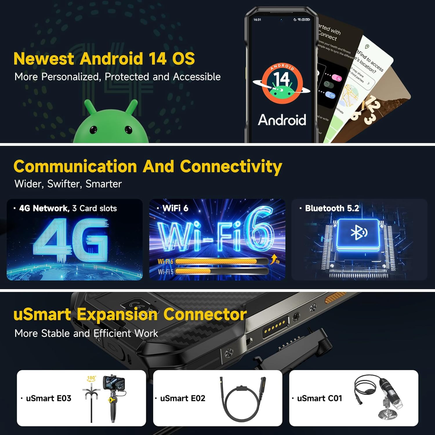 Ulefone Armor 27T Rugged Phone with Thermal Imaging Camera, 10600mAh 12GB+256GB MTK Helio G99 Android 14, 50MP+64MP Night Vision, 6.78" FHD+ 120Hz, IP68/69K Waterproof Dual SIM Smartphone NFC - Image 8