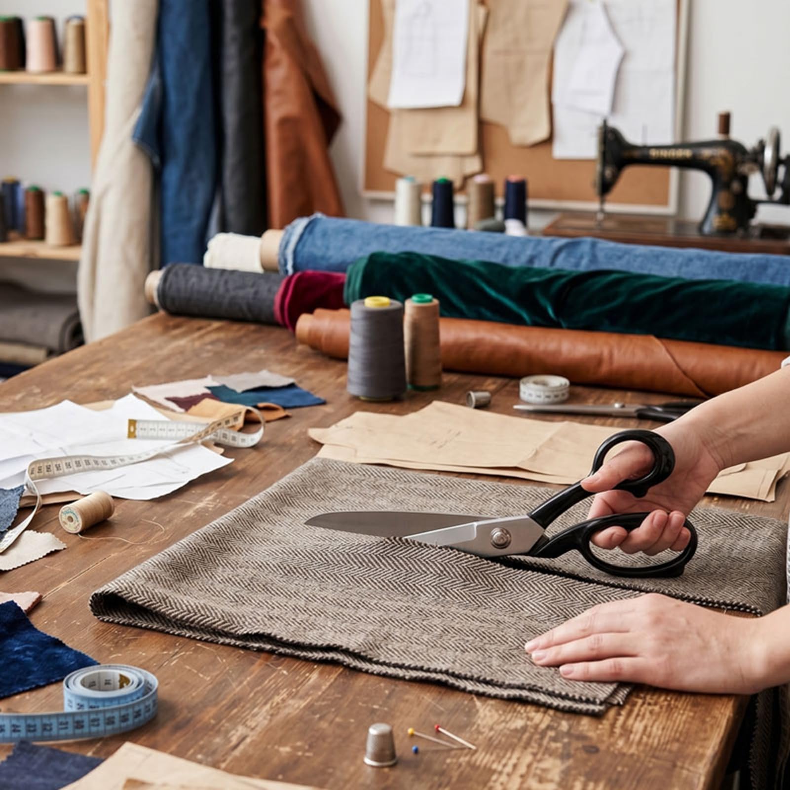 Luocute Robuste Stoffschere, Professionelle Schneiderschere mit Manganstahlklingen Zum Nähen von Leder und Denim (9 Zoll)