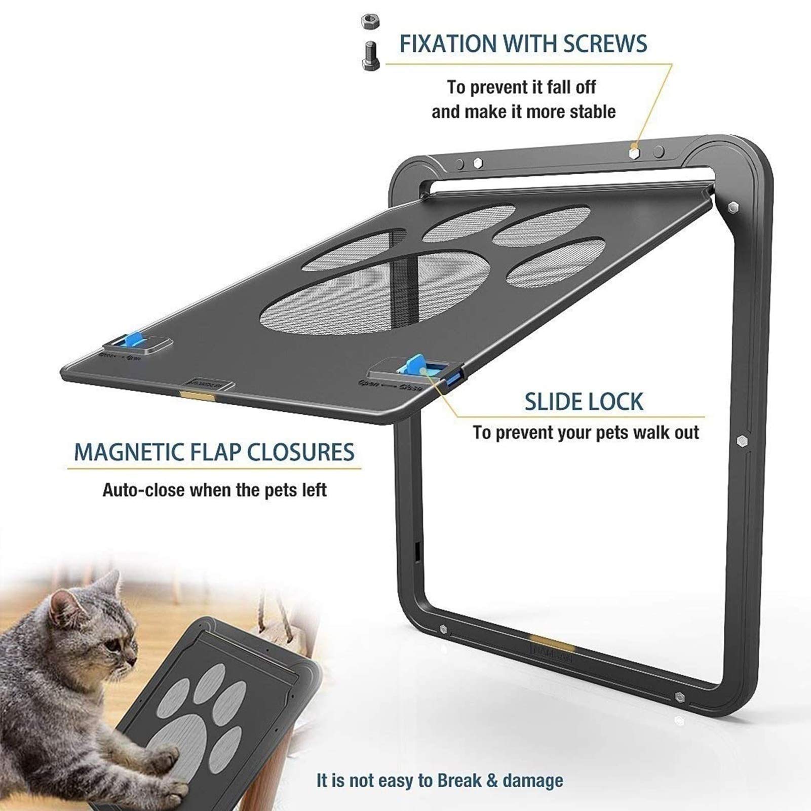 Katzenklappen Hua Katzenklappen- / Haustiertür Mit 2-Wege-Verriegelung, Winddichte Klappentür Für Alle Haustiere, 2 Größen (Size : Large)