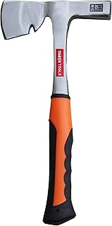 TABOR TOOLS Carpenters Axe, 14 Inch Half Hatchet, Rig Builder Construction Hatchet, Half Axe with Milled Face, Fiberglass Handle with Shock Reduction Grip. J4A.