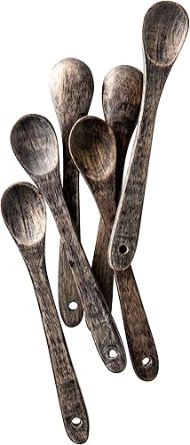 Vista 20 de Karma Gifts - Juego de 4 cucharas de degustación, cucharas de madera negra para cocinar, juego de 4, tamaño pequeño