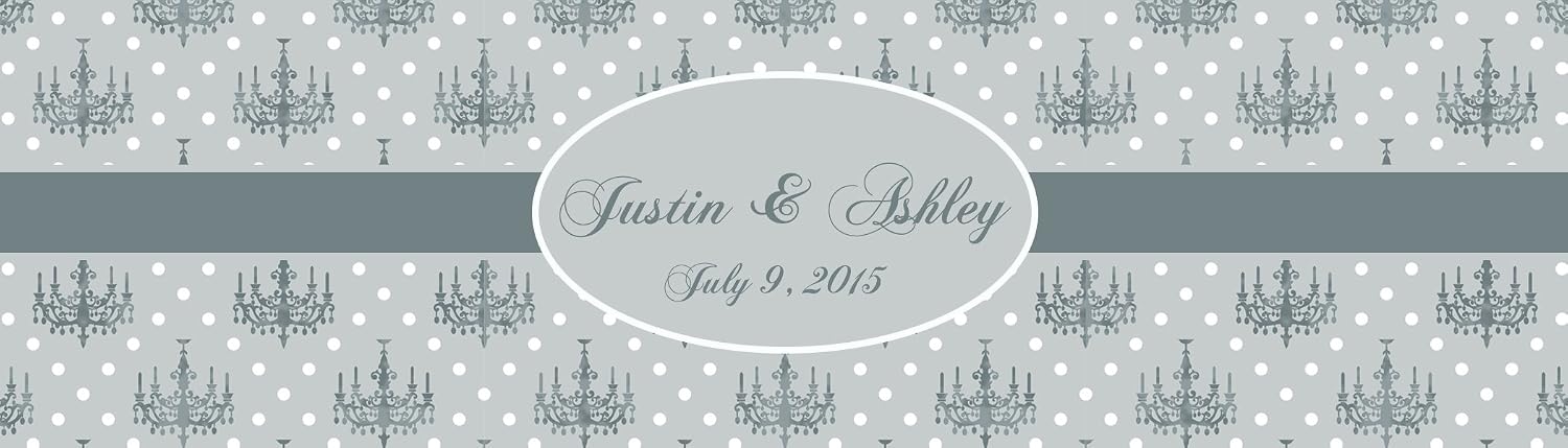100 Chandelier Shabby Chic Wedding Anniversary Engagement Party Water Bottle Labels 8"x2"