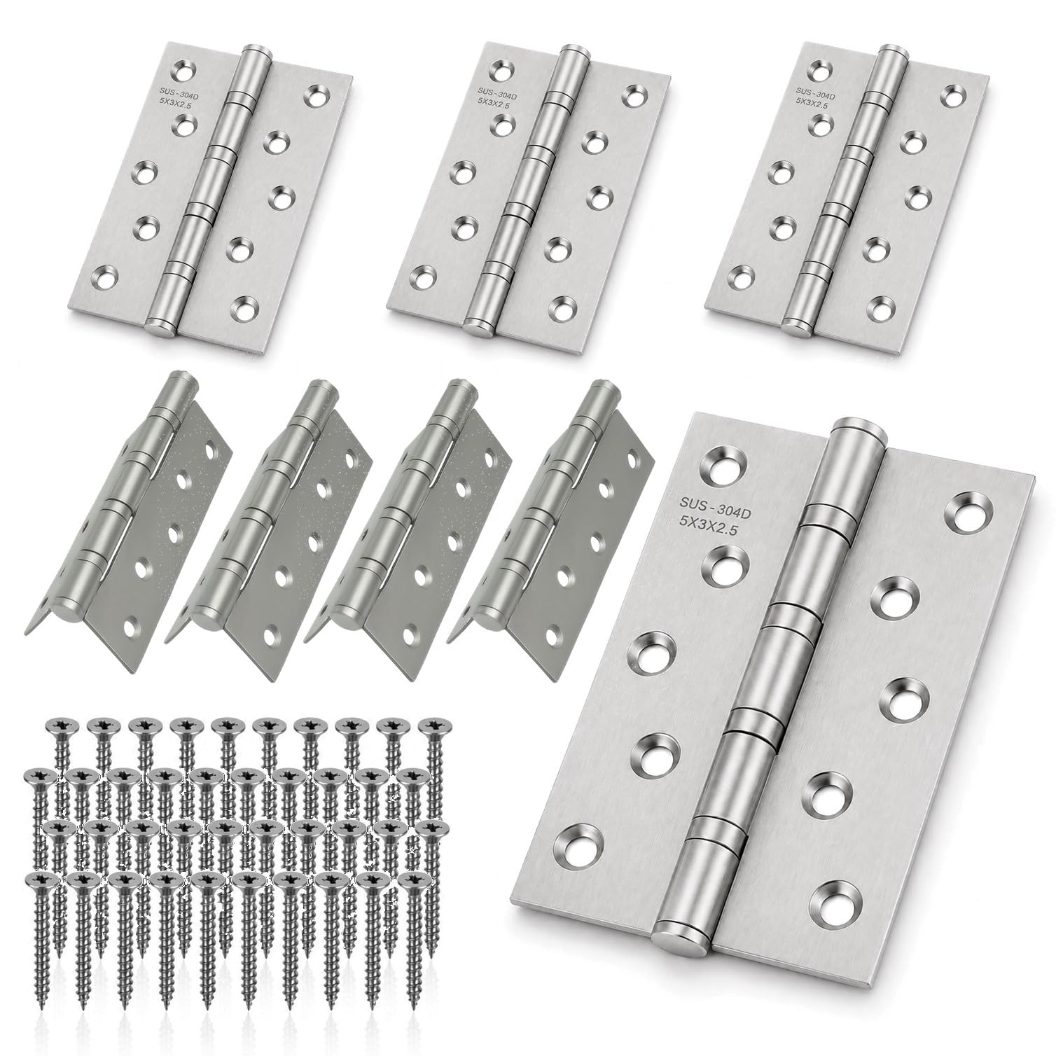 Scharniere Klappbar 304 Edelstahl 125mm – Schwerlastscharnier Kugelgelagert – inkl. Edelstahlschrauben – 315° Öffnung für Holz- & Schranktüren, Gartentore – Rostfrei für Innen & Außen, 8er Set