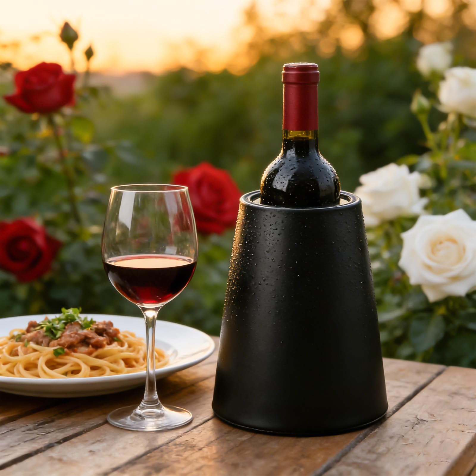 Refrigeratore Per Bottiglie Vino,Refrigeratore Per Vino,Glacette Bottiglia Vino,Raffreddatore Per Vino Per Spumante,Vino Da Giardino E Feste All'aperto,Giardino E Aperitivi,20,5x15,5CM,Nero