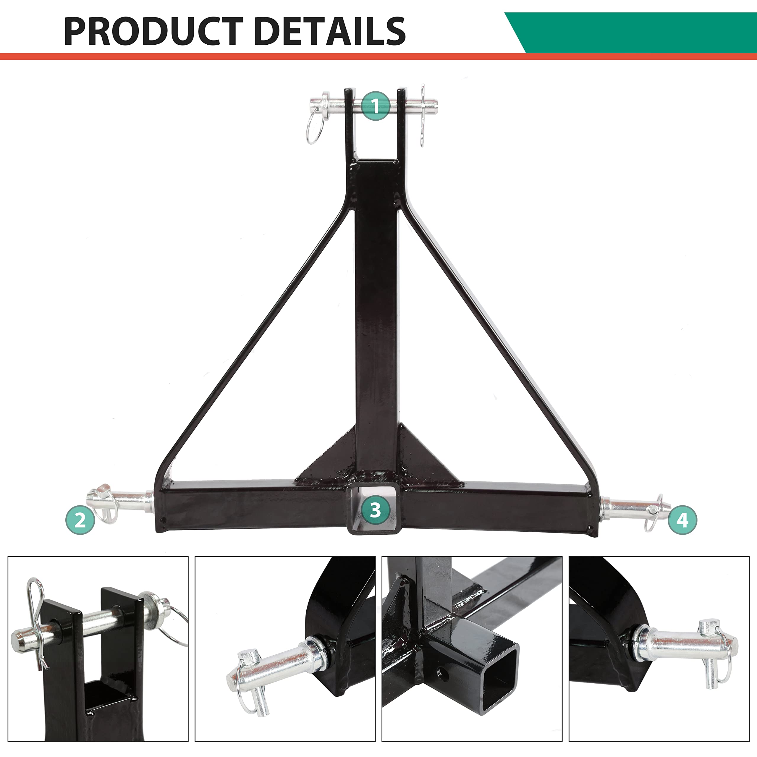 Buy 3 Point 2" Receiver Trailer Hitch Category 1 Tractor Tow Hitch