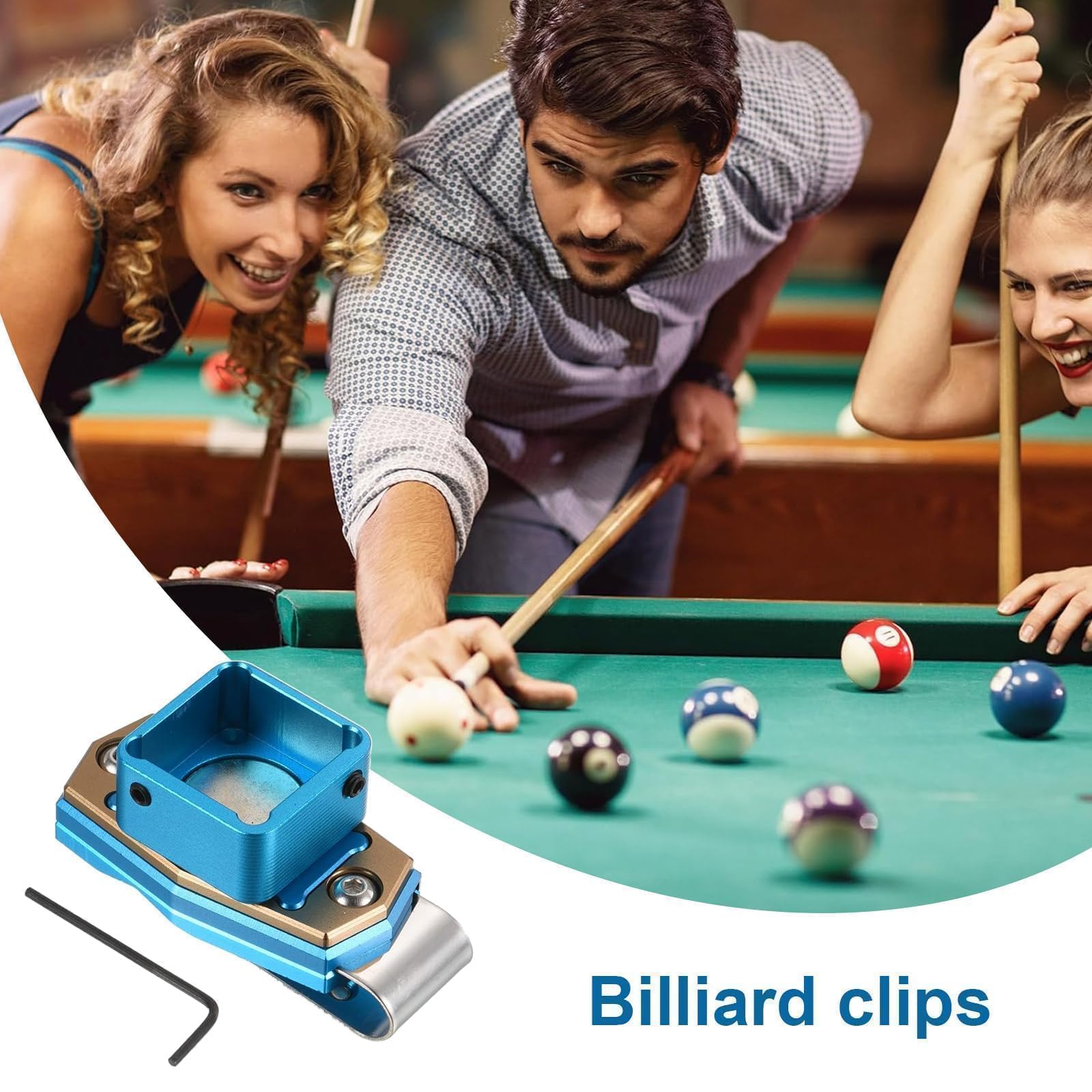 HARY Supporto magnetico per gessetti da biliardo, porta gessetti da biliardo blu, in lega di alluminio, con clip per cintura, resistente, per stecca da biliardo e accessori sportivi