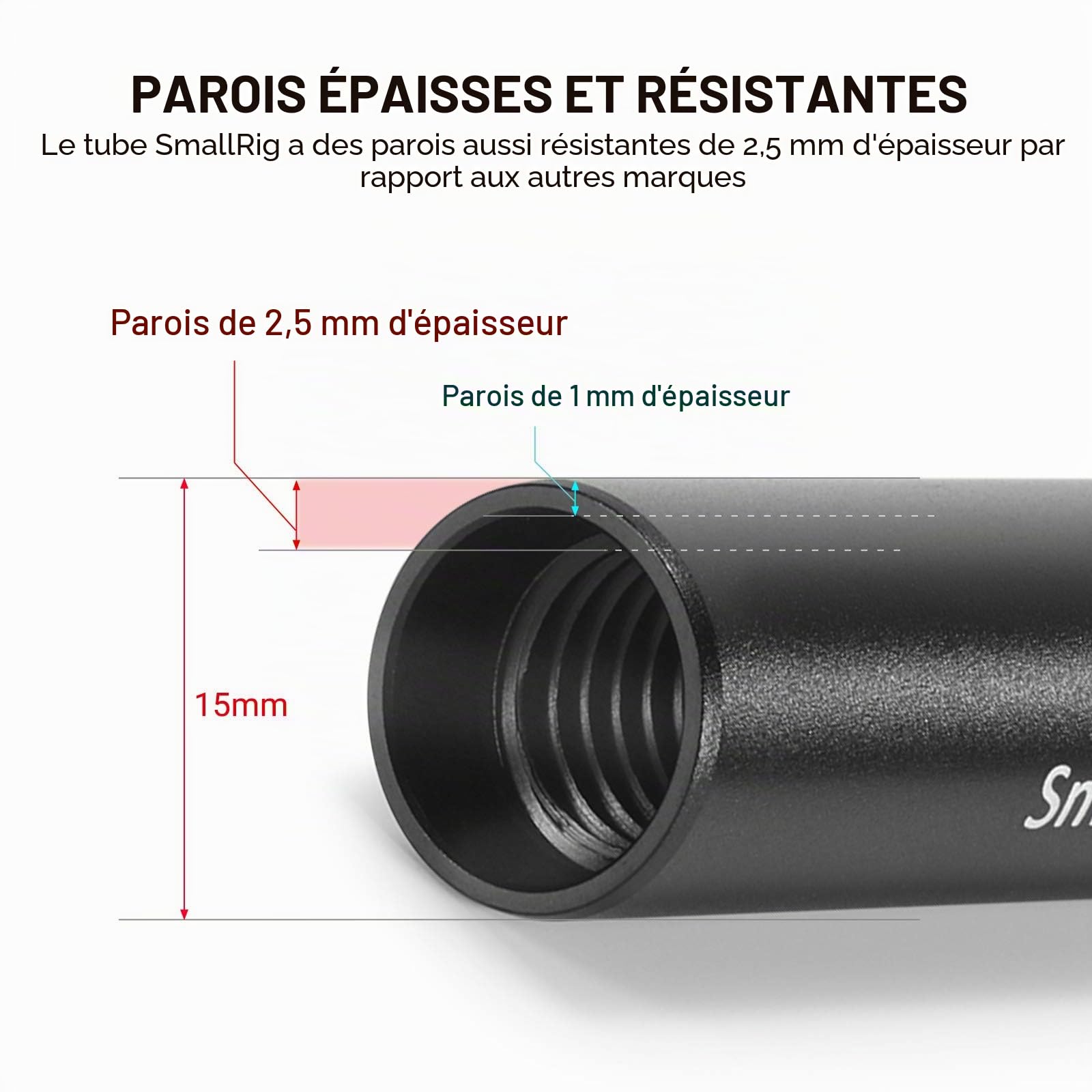 SMALLRIG 15mm Rod en Alliage D'aluminium 30cm, Lot de 2-1053