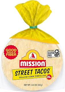 Mission Street Tacos Yellow Corn Tortillas, 4.5" Mini Soft Taco Size, 24 Count - Gluten Free, High Fiber