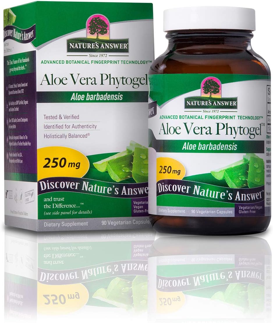 Nature's Answer's Aloe Vera Phytogel | Supports Digestive Health | Vegan, Non-GMO | Veggie Capsules 90Ct : Health & Household