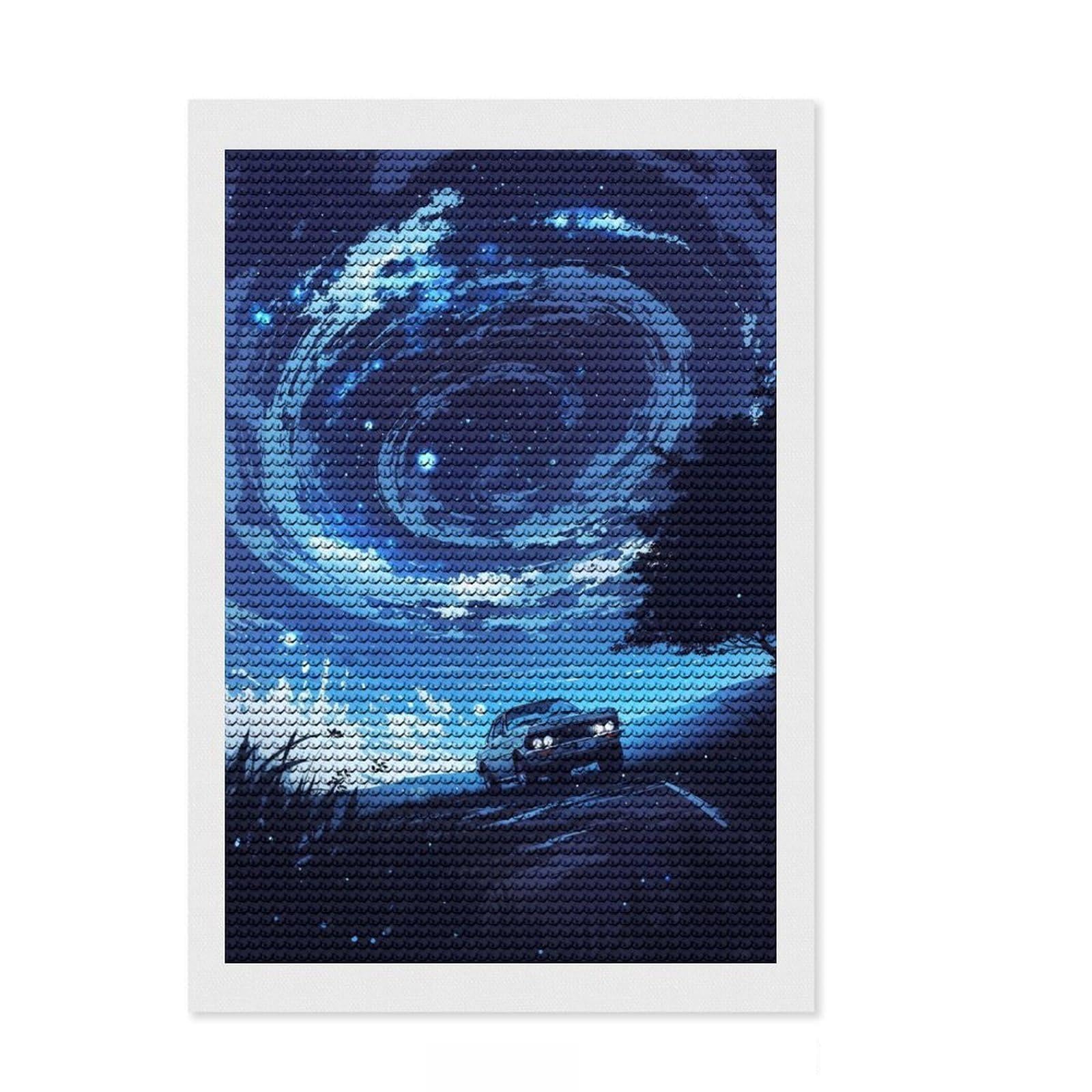 Junmoney Anime Wild Night Sky Diamond Art Canvas 8"x12", Relaxing DIY Hobby, Satisfying Creative Project, Farmhouse Decor, for Women