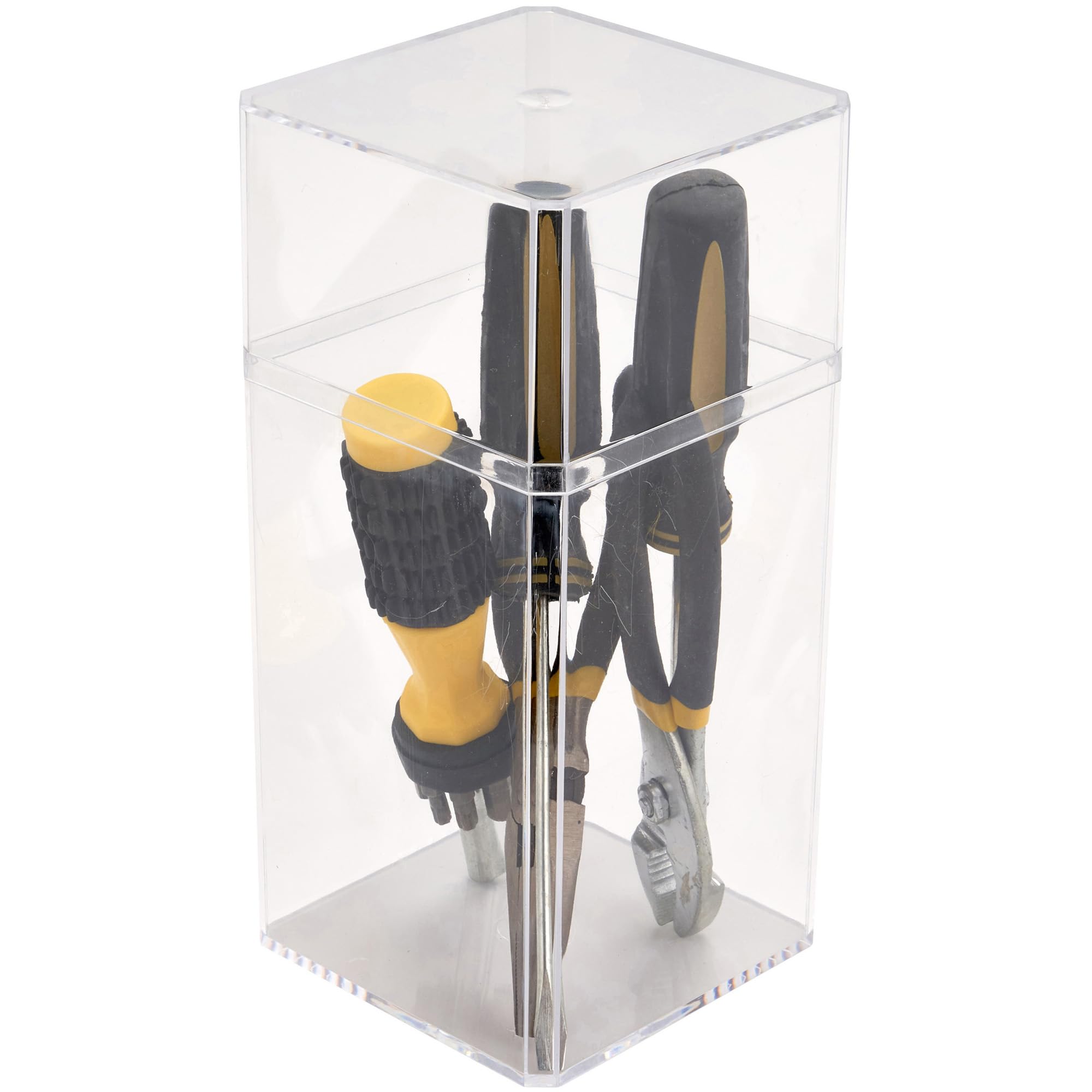 Pioneer Plastics Klare Kunststoffbehälter 11x11x3,5 Cm – 4 Stück, Lebensmittelecht, Mit Schnappdeckel