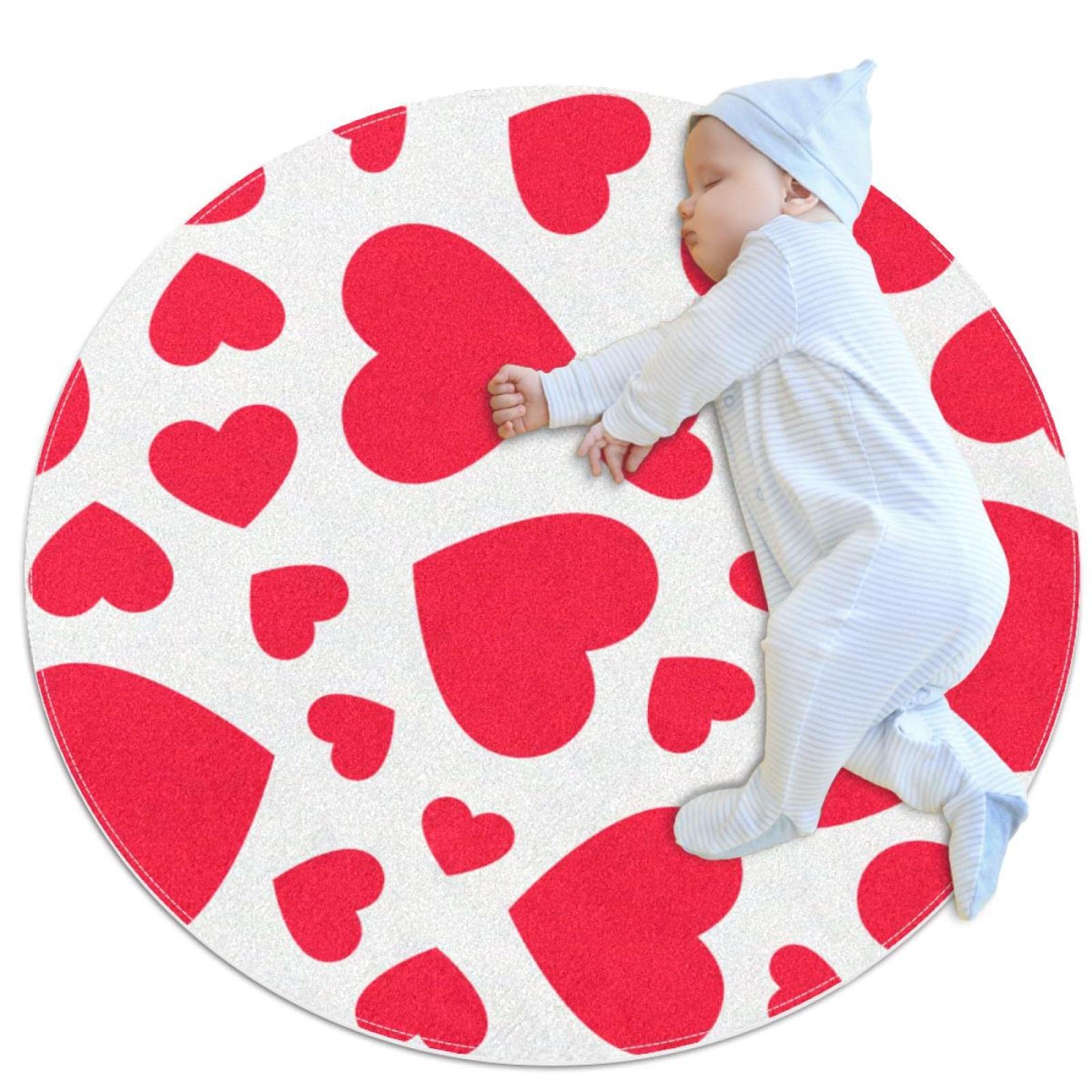 Tapis chambre à coucher rond rose JDEZ de salon ou buanderie 100x100cm
