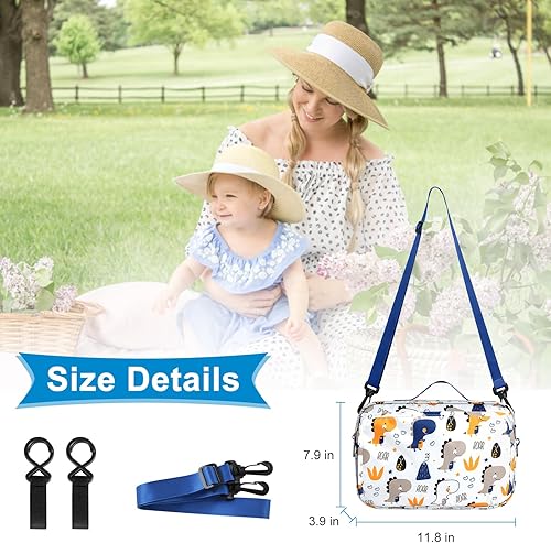 Miniatura 9 de Accmor Organizador de cochecito, organizador universal para cochecito con bolsillo aislado para portavasos y bolsa de cochecito de gran capacidad,