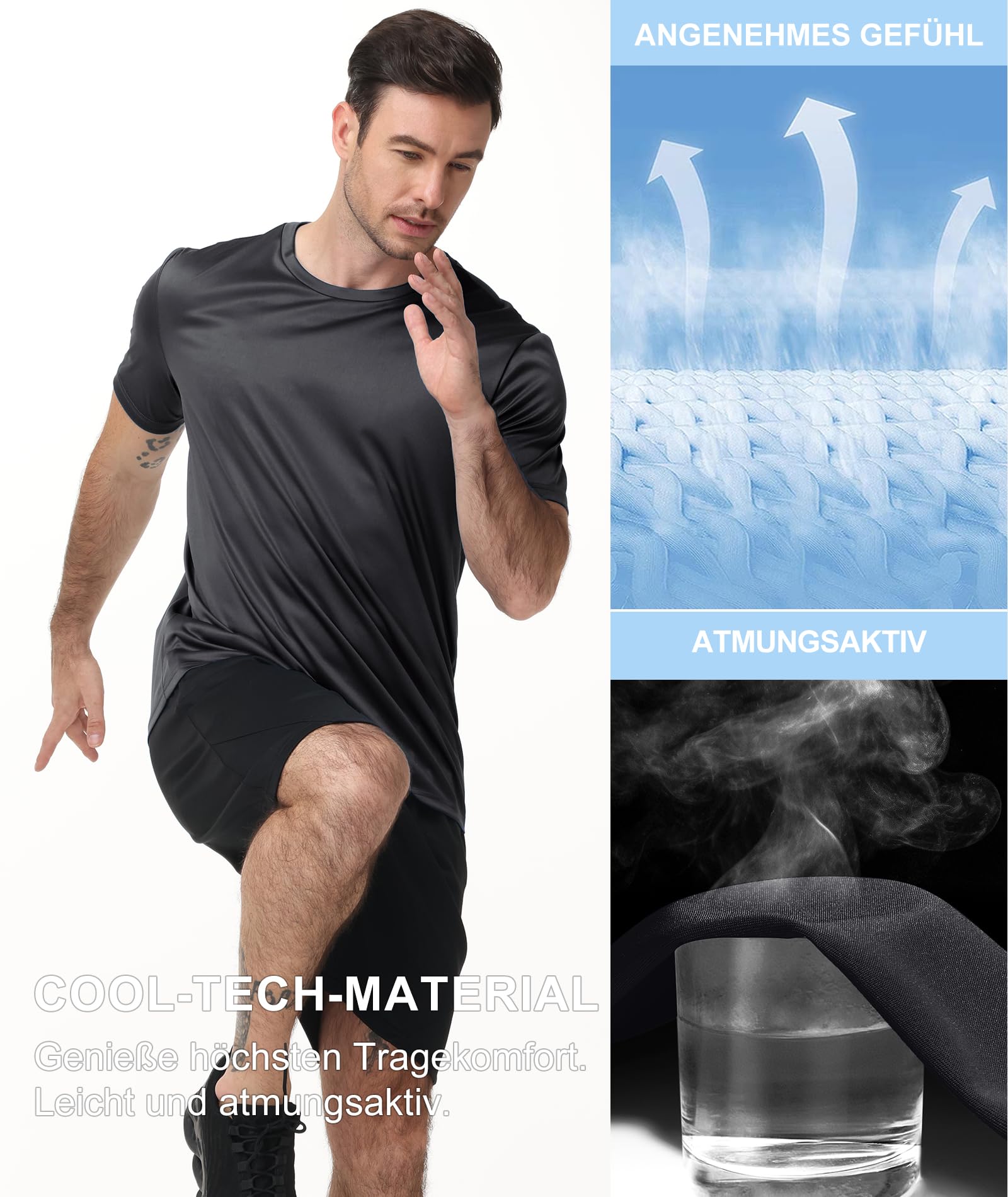 ZITY Rashguard UPF 50+ Manga Corta Hombre Deportes Acuáticos Secado Rápido Transpirable