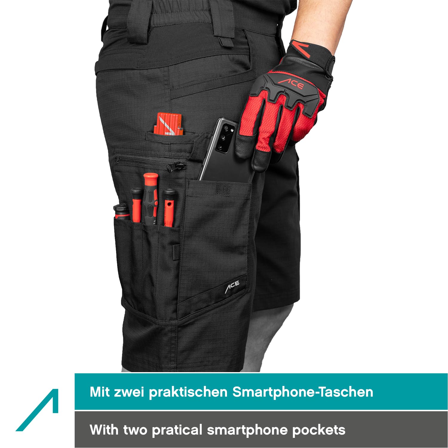 ACE Ace Constructor - Shorts d'utilité Professionnelle - Short Cargo - Homme