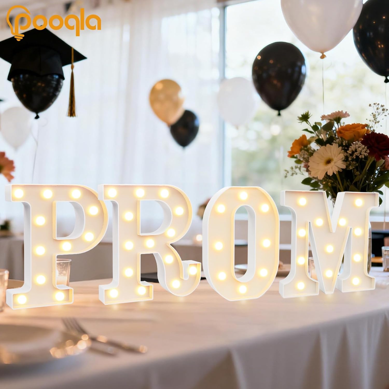Pooqla Graduation Decorations, Marquee Letters PROM for 2026 Graduation Decorations, High School Senior College Classroom Class of 2026 Gift Graduation PROM Party Decoration, Warm White