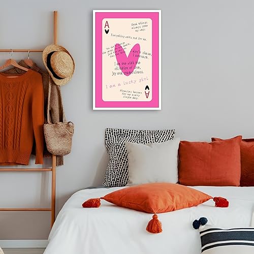 Miniatura 3 de LRCYBMN Póster estético de tarjeta de moda con síndrome de Lucky Girl Ace Of Hearts, arte de pared de moda, impresiones de color rosa y negro, arte