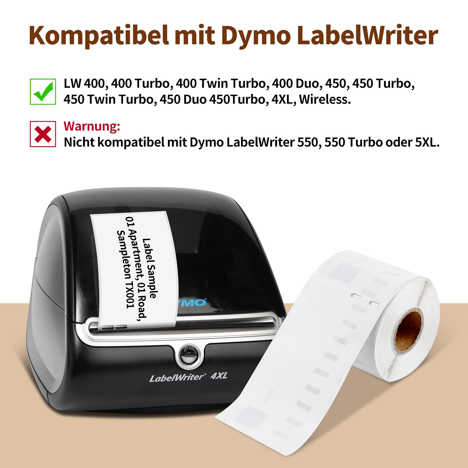 12x 99014 Compatibile con Dymo LabelWriter Carta per Etichette 54mm x 101mm