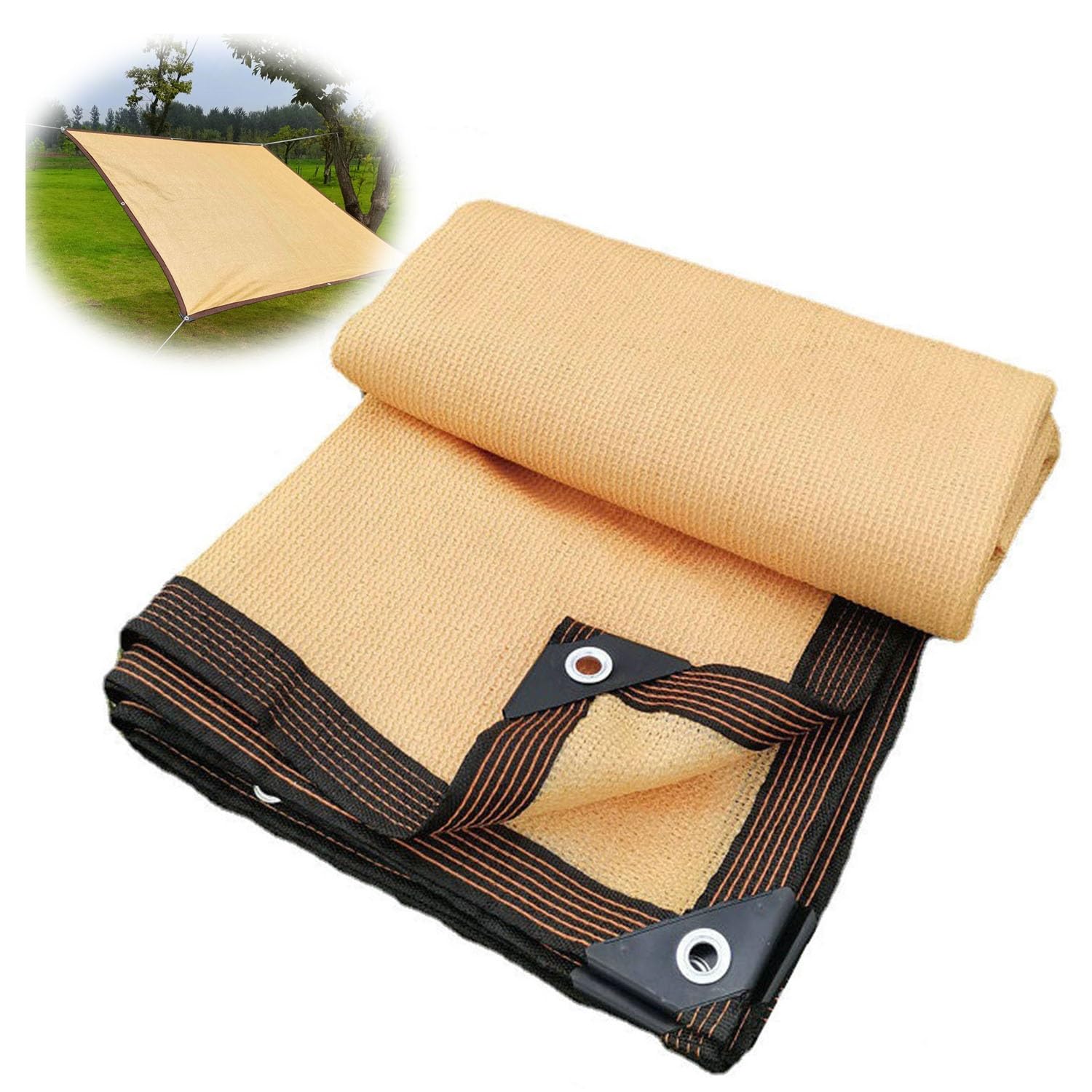 KLGFBDC Outdoor Sun Shade Sail 2x2m 2x4m 5x6m 8x10m 10x12m 90% UV Resistant Garden Canopy for Greenhouse Patio Camping Beige Color Durable Sun Protection Awning Various