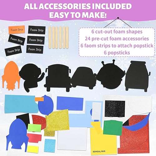 Miniatura 10 de VKPI Haz 6 marionetas de palillos para niños, regalo de manualidades de espuma, juguetes de tiempo de cuentos para niños mayores de 4 años, nube,