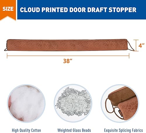 Miniatura 21 de MAGZO - Tapón de ruido para puerta; bloqueador de corrientes de aire, reductor de ruido, tapón de aire resistente para la parte inferior de la Marrón
