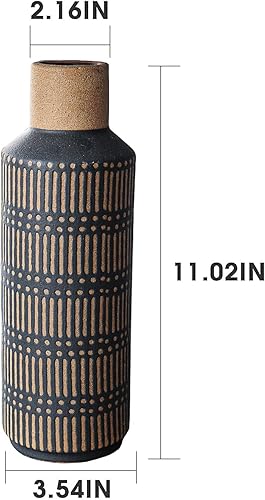 Miniatura 6 de Jarrón rústico de cerámica para sala de estar, dormitorio, 11.02 pulgadas, jarrones de flores blancas para ramo, plantas falsas, decoración del