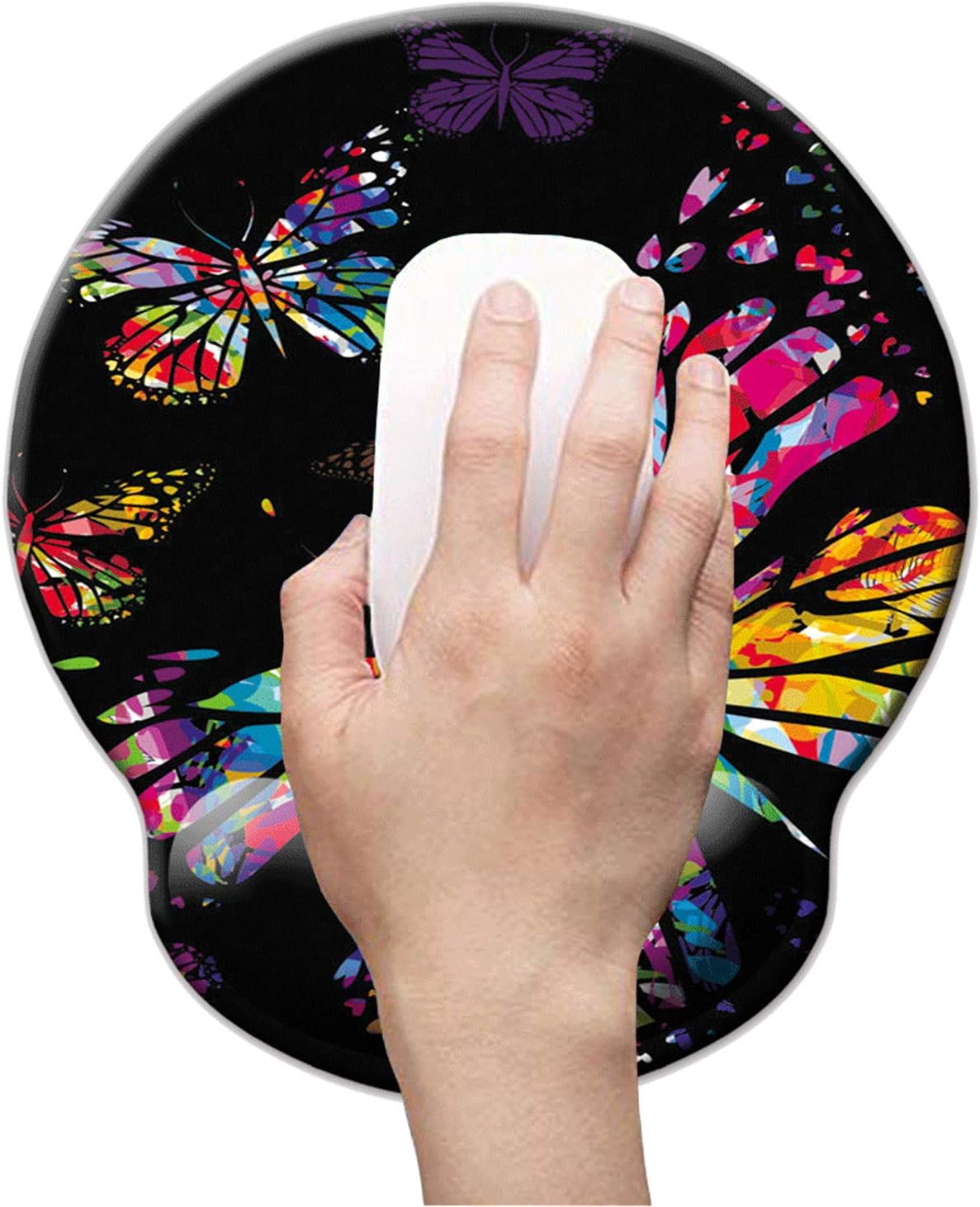 Non Slip Mouse Pad Wrist Rest for Office, Gaming,Computer, Laptop & Mac - Durable & Comfortable & Lightweight for Easy Typing & Memory Foam Pain Relief-Ergonomic Support (Colorful Butterfly)