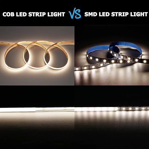 Miniatura 4 de GOMING Tira de luz LED COB de 32.8 ft32.8 pies, 24 V, impermeable, IP65, blanco natural, 4000 K, brillo uniforme, 3840 LED, CRI 93+, cinta de luces