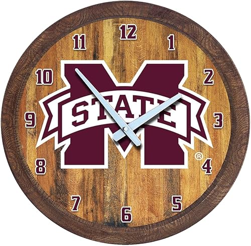 Miniatura 229 de The Fan-Brand NCAA Oklahoma Sooners: Faux Barrel Top Wall Clock Sports Team Bar Sign Décor - Home Man Cave, Party Decoration - Made On Demand