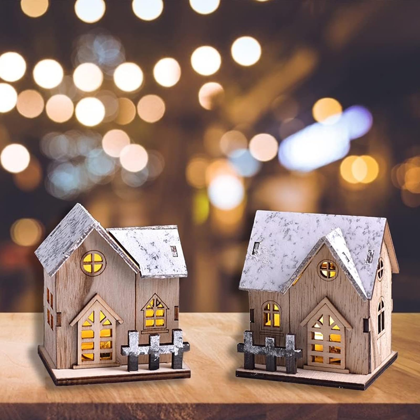 Maisons De Village De Nol En Bois Lumineuses Maison De Nol En Bois Avec Led Village De Noel Miniature Bois Eclairee A Piles Pour Decoration De Table Cadeau De Nol 13treize
