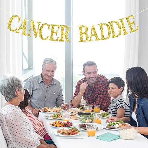 Miniatura 1 de Cartel de Cancer Baddie, feliz cumpleaños al cáncer, decoraciones temáticas de cumpleaños de 12 constelaciones (purpurina dorada)