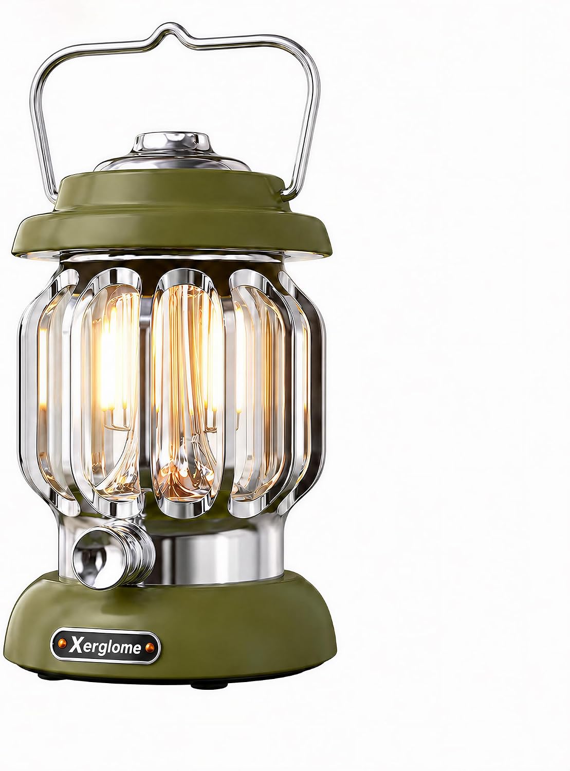 Retro Metal LED Camping Lantern Rechargeable Warm Filament Light | 5000mAh rechargeable battery, stepless dimming 2700K warm glow; ideal for camping, hiking, backyard & power outage emergency
