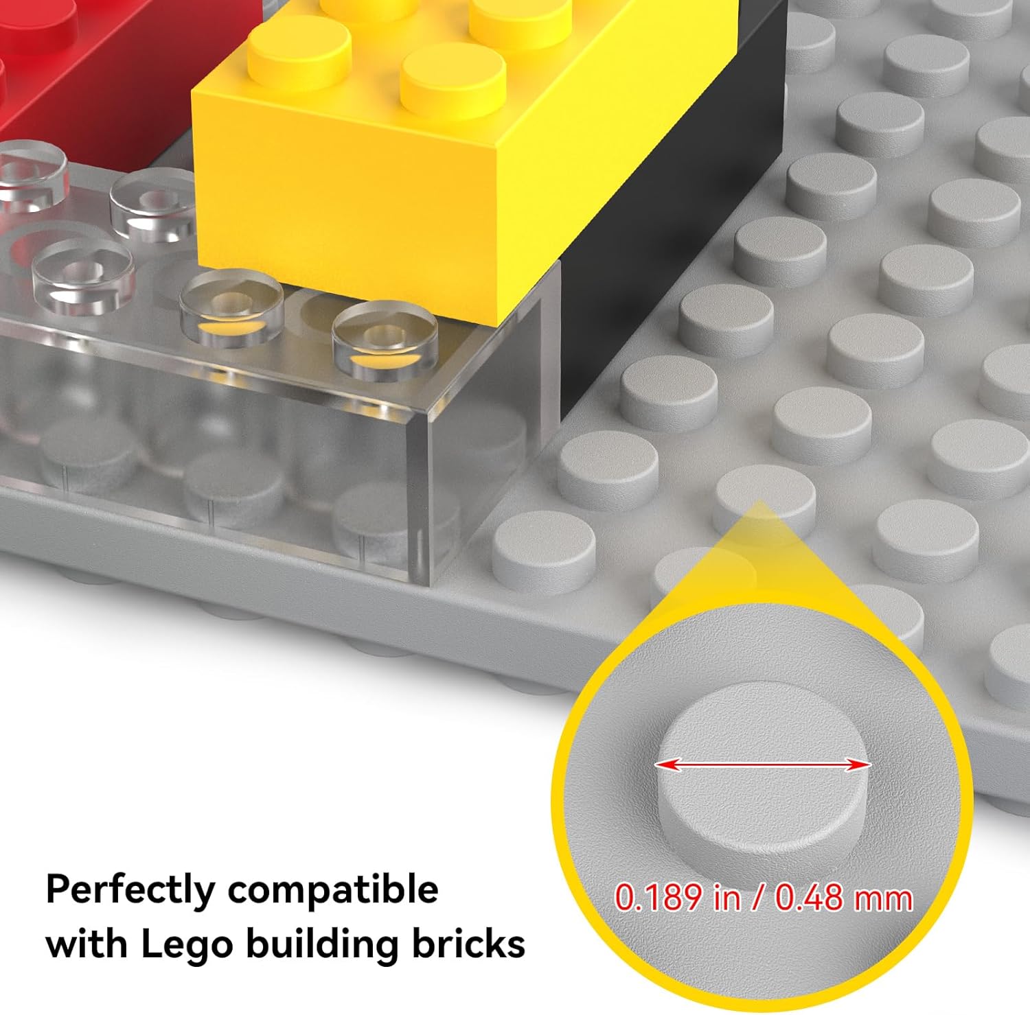 BlissBox 6-Pack Floating Display Shelves for Wall Compatible with Lego Building Bricks, 5 × 5.5 Inch Dual-Sided 16 × 17 Studs for Brick Storage and Display, ABS Display Shelf for Room Decor, Gray