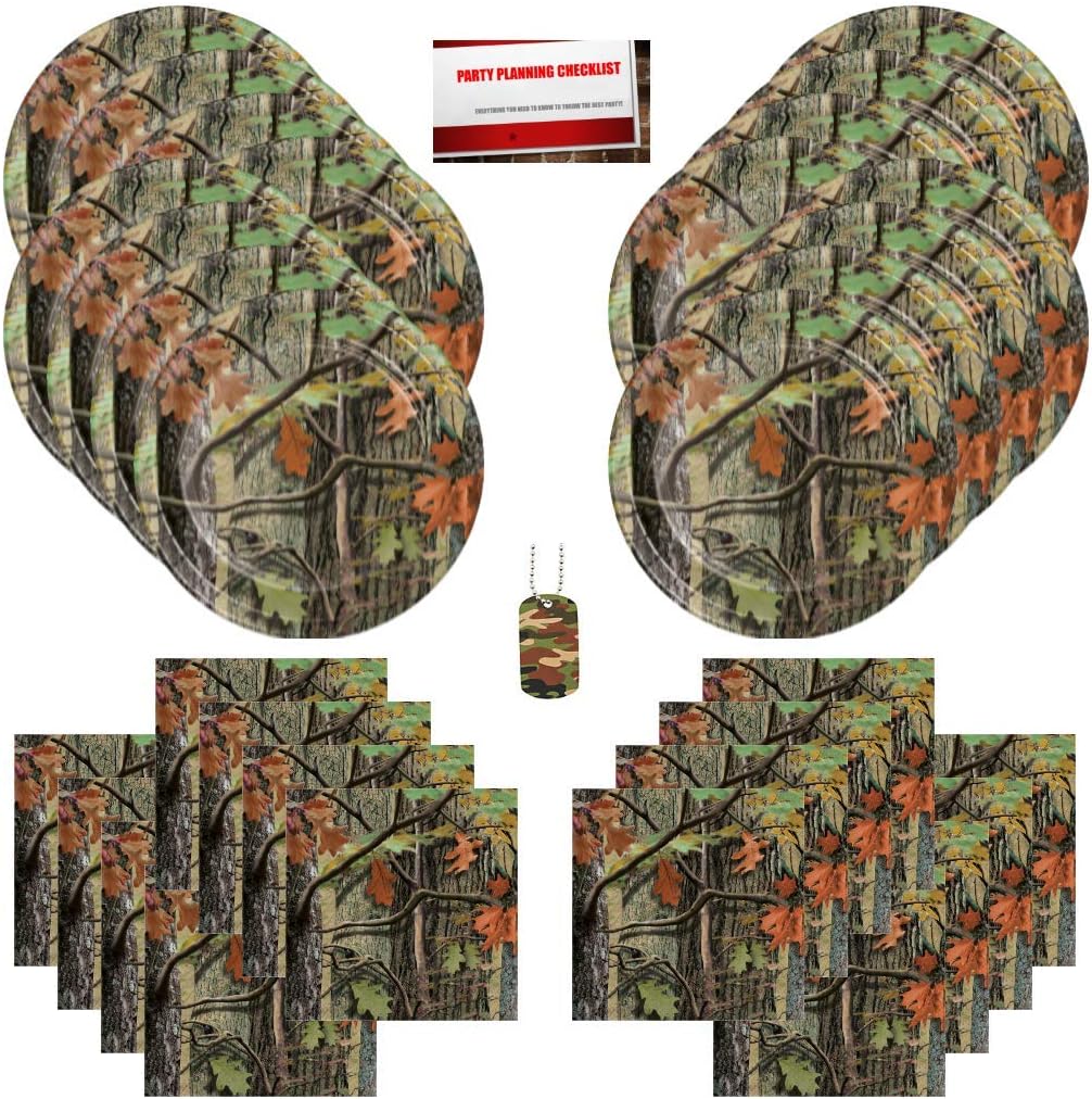 Military Army Camo Camouflage Happy Birthday Party Supplies Bundle Pack for 16 Plus Camoflage Dog Tag