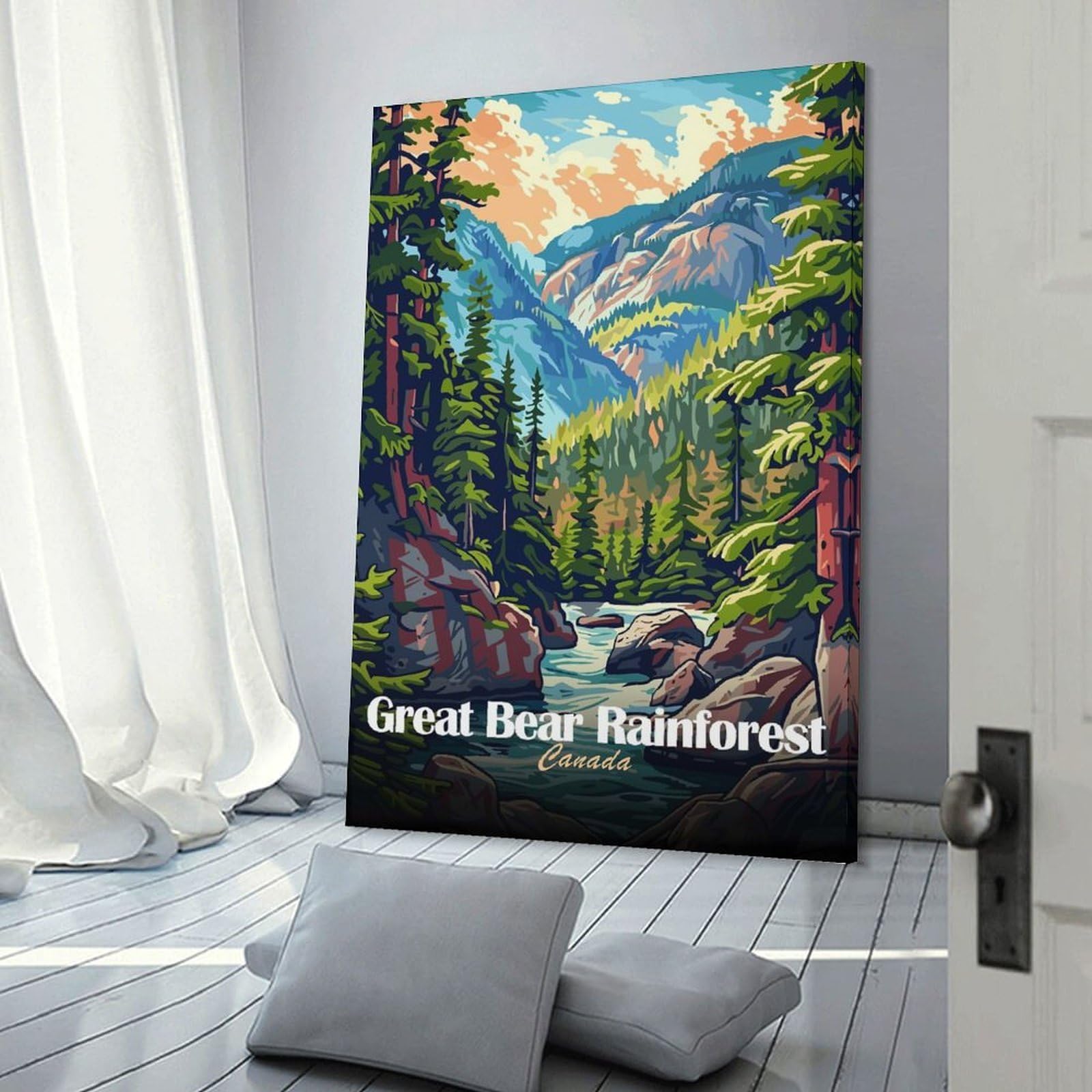 Junmoney Great Bear Rainforest Canada Landscape Art Home Decor Wall Art, 24x36inch(60x90cm), for Home Walls, Creative Rooms Or Shared Spaces, An Adaptable Decor Piece for Home Use