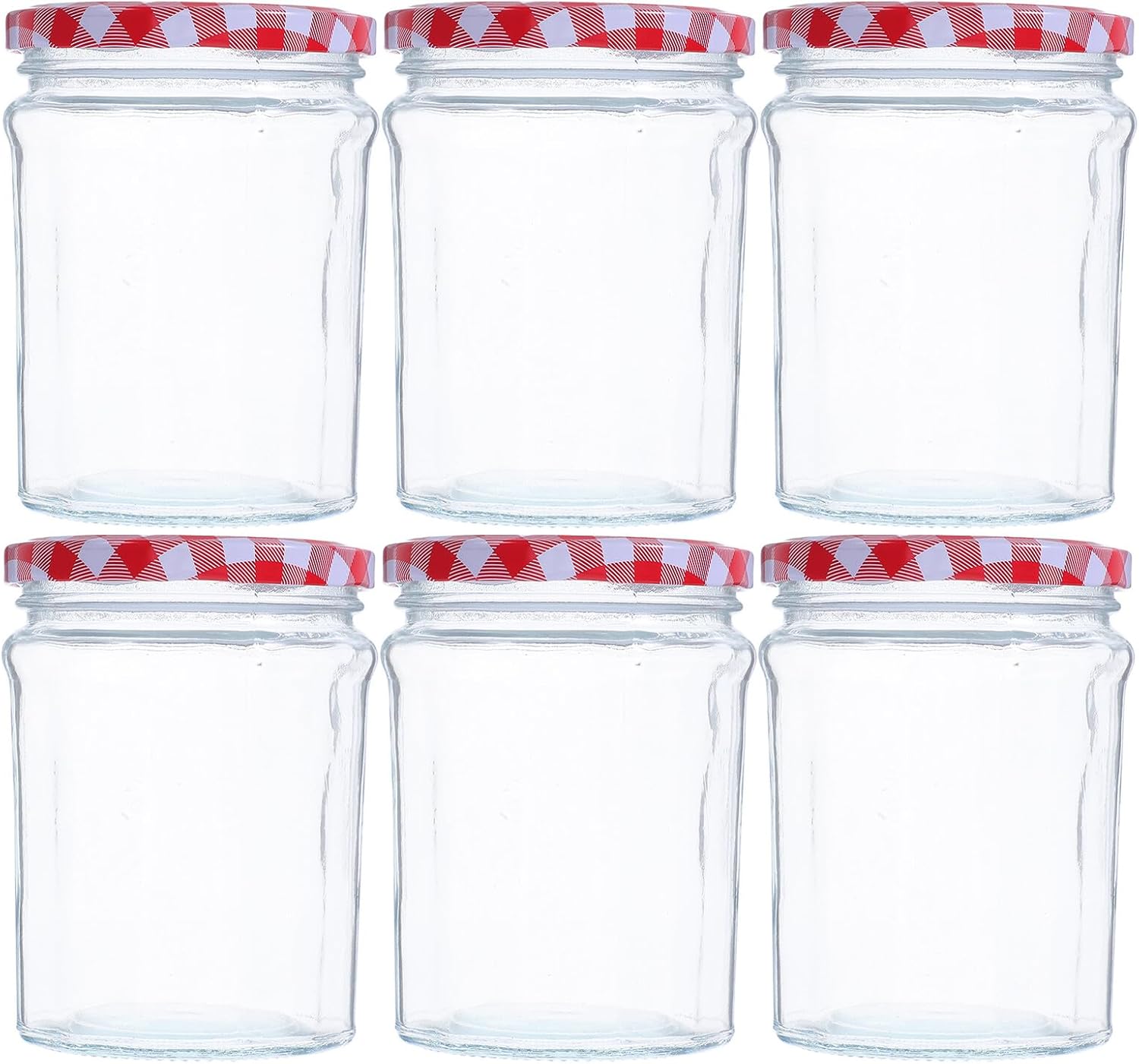 Glass Airtight Jars for Pickling and Food Storage, 6pcs 380ml Hexagon Glass Sealed Containers with Lids for Jam, Spices, and Kitchen Canning