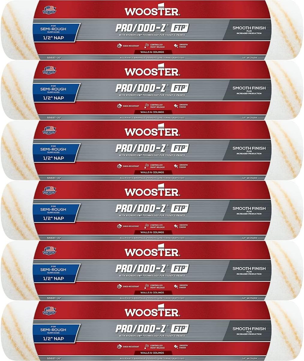 Wooster RR667 14" Pro/Doo-Z FTP 1/2" Nap Roller Cover - 6ct. Case