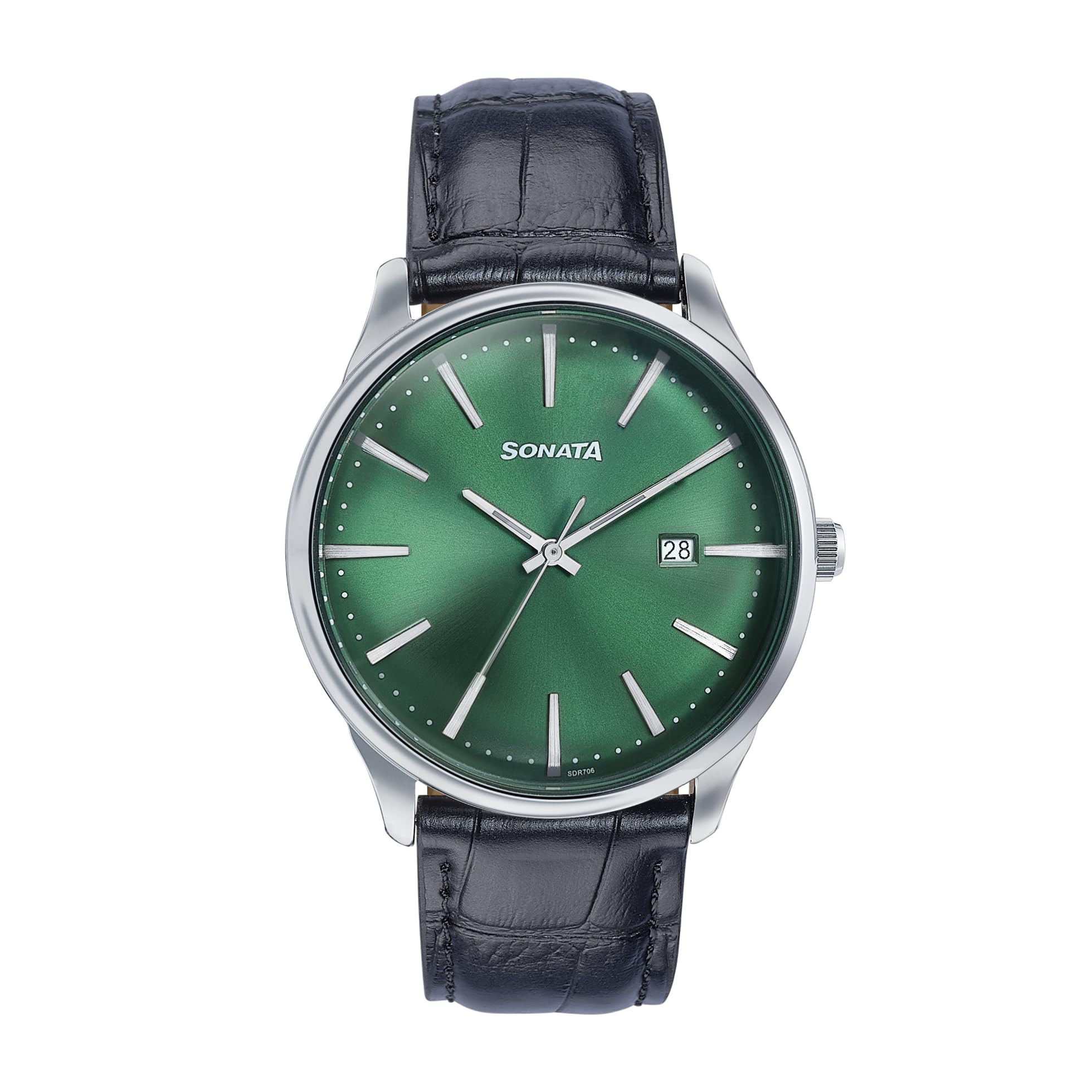 sonata Wedding Edit Quartz Analog with Date Green Dial Leather Strap Watch for Men-picture-25