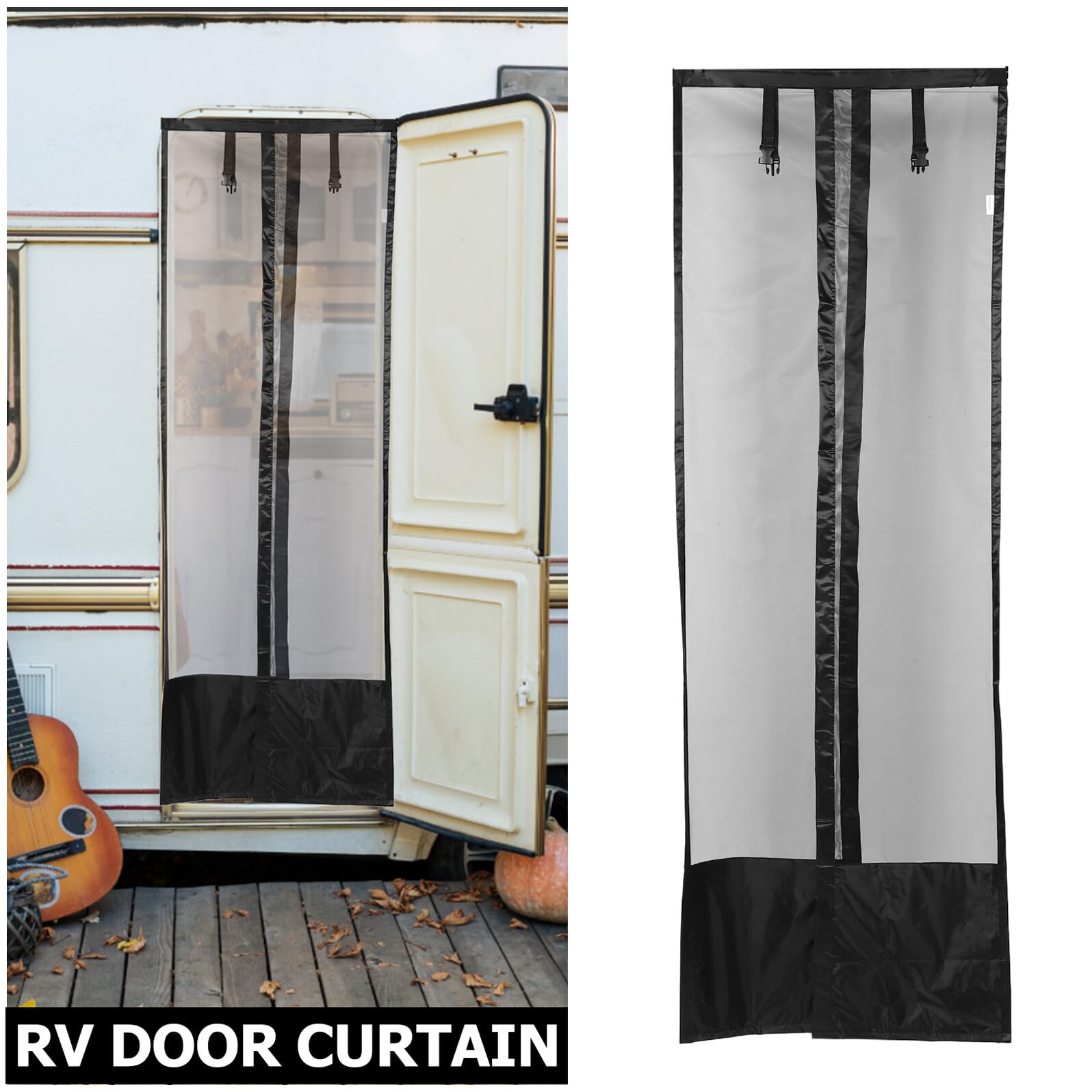 Rideau de Porte de Camping-Car Respirant 420d Pa Noir