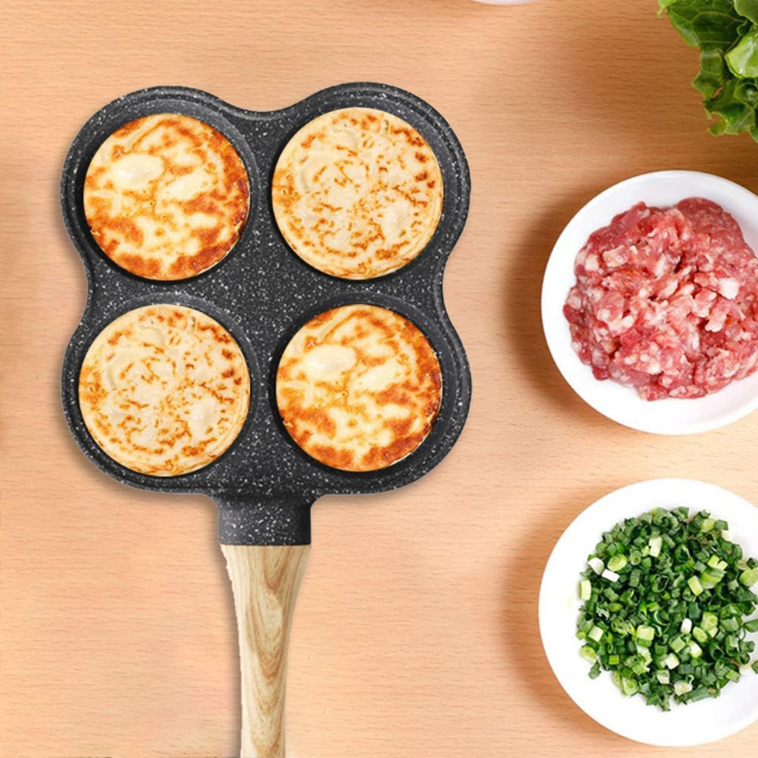 Omelet Pan,Pan Nonstick Pancake Pan,Egg Frying Pan,Four-Hole Frying Pot Pan Thickened Omelet Pan Non-Stick Egg Pancake Steak Pan Cooking Egg Ham Pans Breakfast Maker Cookware