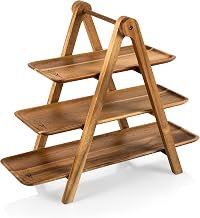 NCAA 3 Tiered Serving Tray, Charcuterie Boards, Wood Serving Platters, (Acacia Wood)