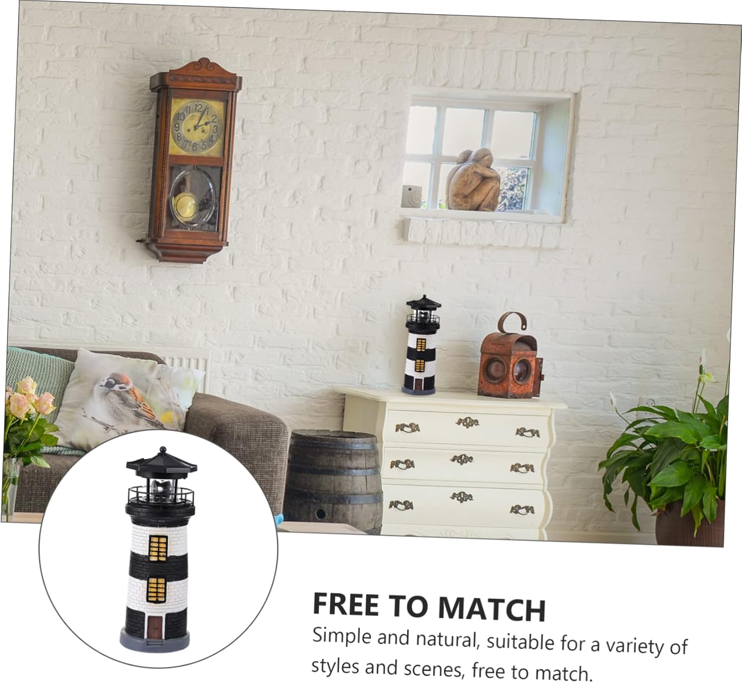 balacoo Quality Decorative Outdoor Lighthouse Solar Lamp Easy to Install for Patio Garden