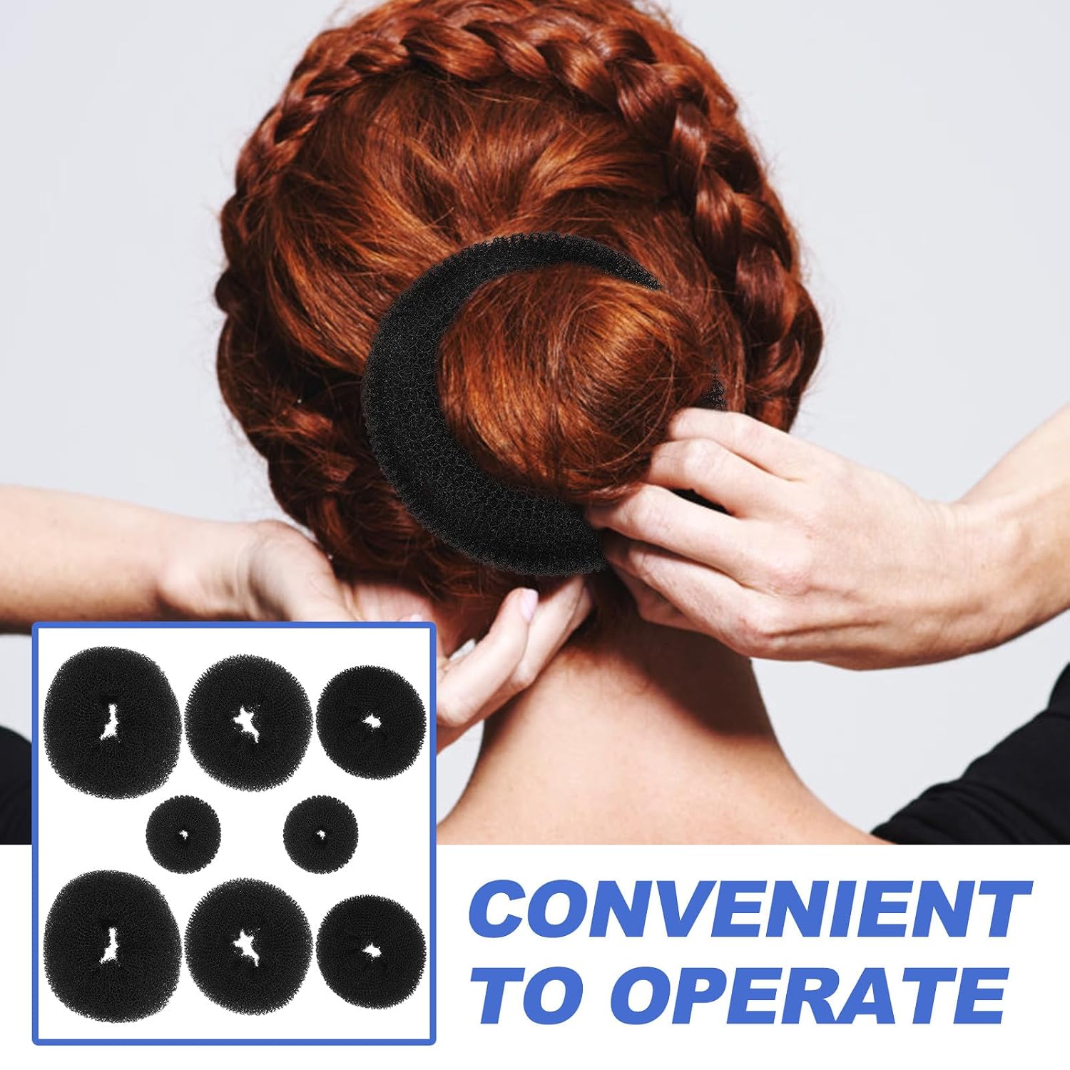 8pcs Wear-resistant Hair Bun Makers Set, Small to Extra Large Sizes, Portable Hairstyle Tools for Women’s Compact and Sturdy Bun Shaping, Suitable for Daily Hair Styling and Travel