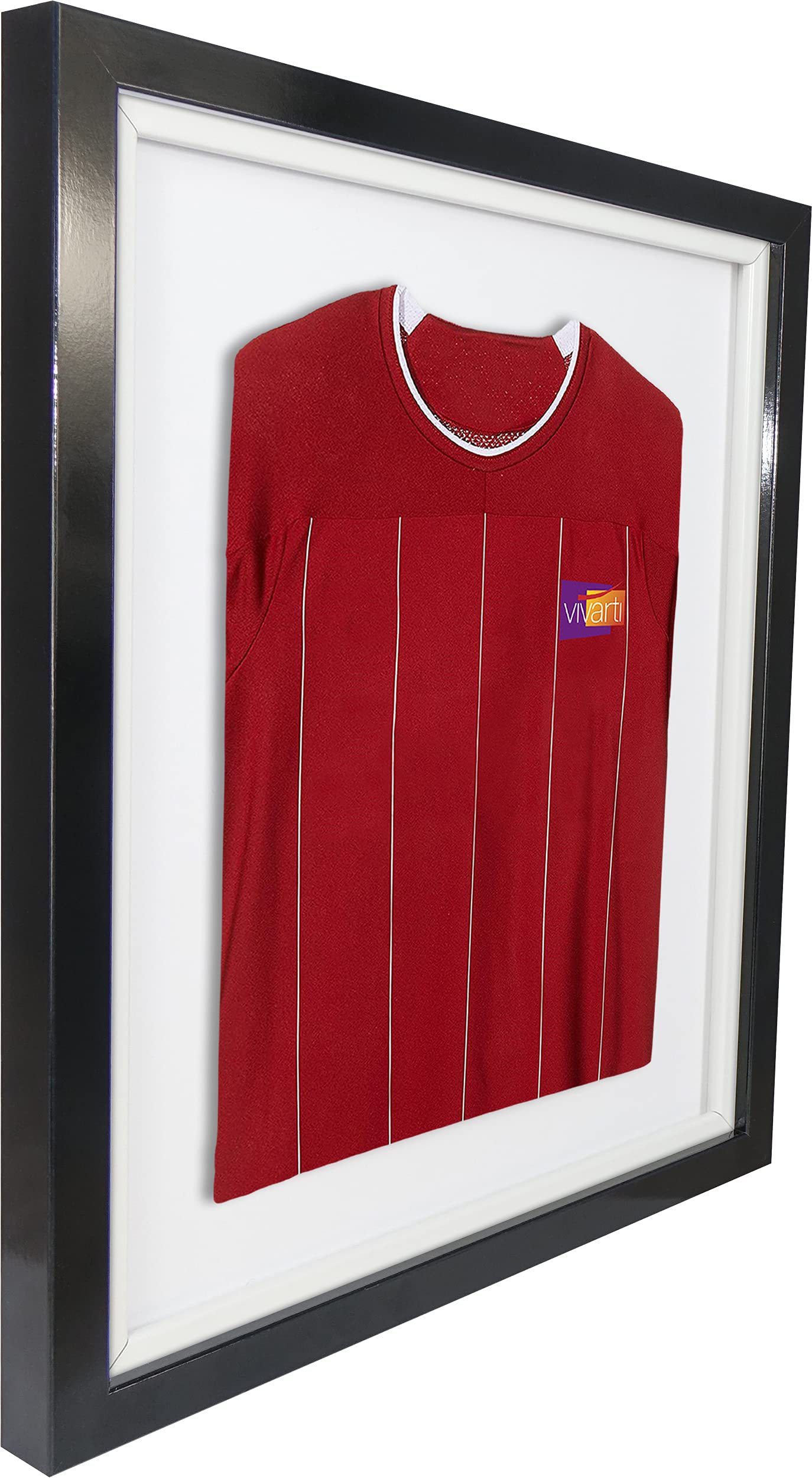 Vivarti DIY - Marco de exhibición para camisa deportiva (40 x 50 cm), color negro brillante, marco interior blanco, tarjeta de respaldo blanca